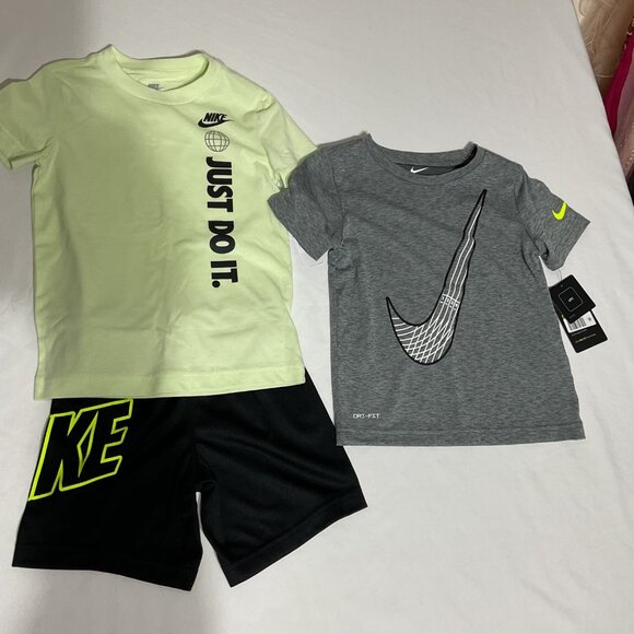 Nike Toddler Boys Dri-Fit T-Shirt & Shorts Set - Lime Green/Gray - Picture 1 of 5